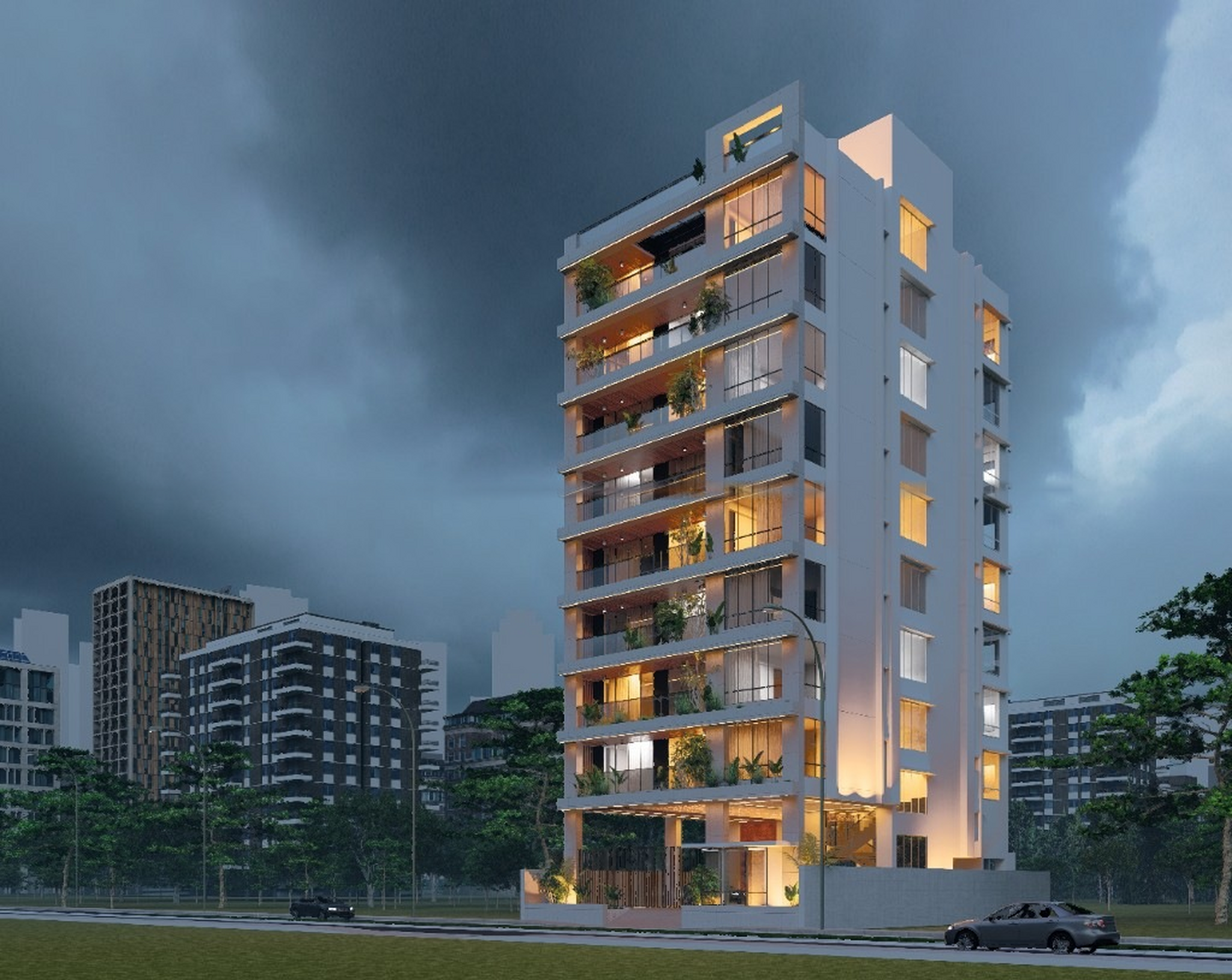 Jolshiri Signature Residence at dusk